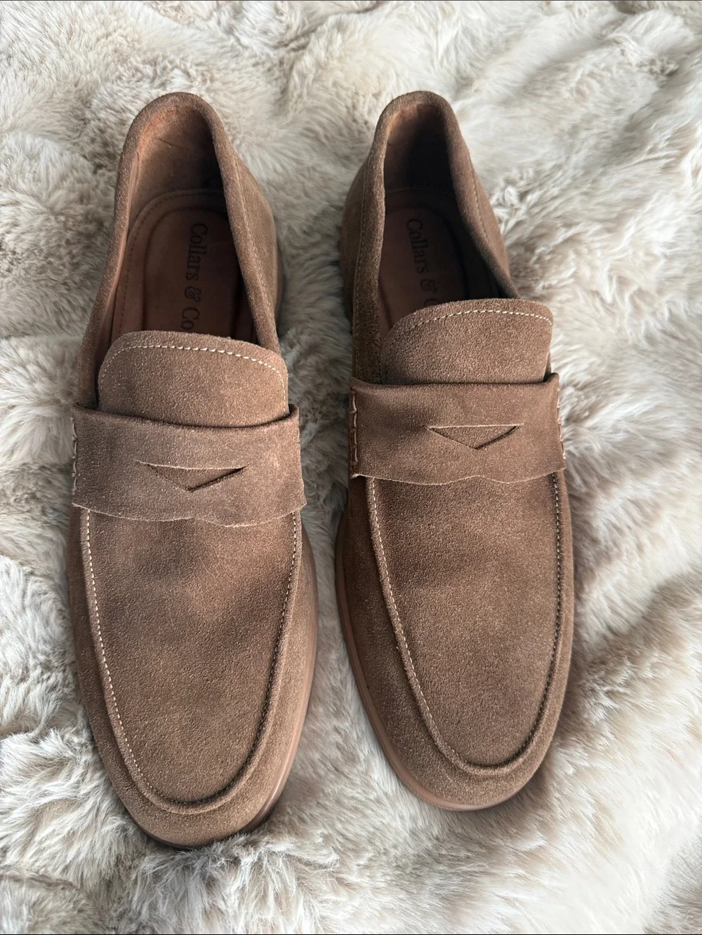 Collars & Co. Men’s Brown Suede Sigaro Penny Loafers - Picture 2 of 9